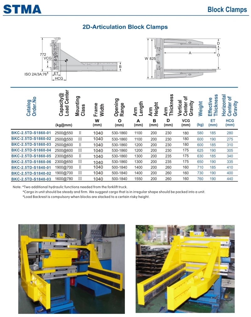 2500kg capacity brick clamp 