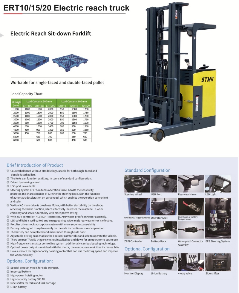 24V electric reach truck with stand type