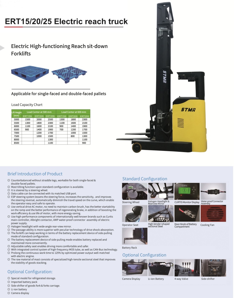 48V electric reach truck with stand type