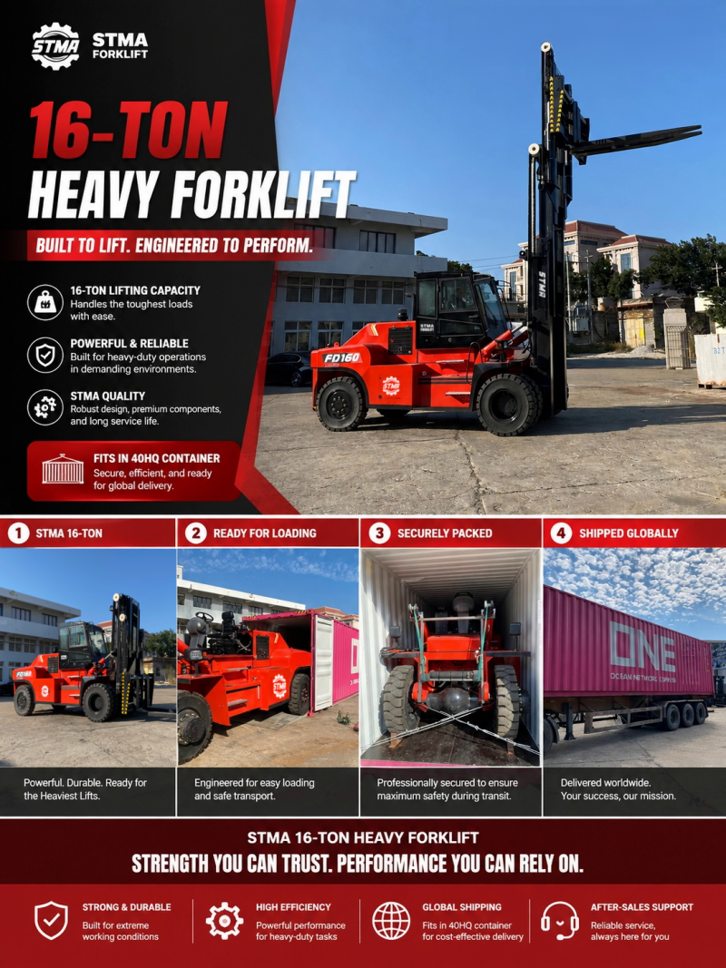 STMA 16Ton Forklift with Triplex Full Free Lift Mast STMA 16Ton Forklift with Triplex Full Free Lift Mast