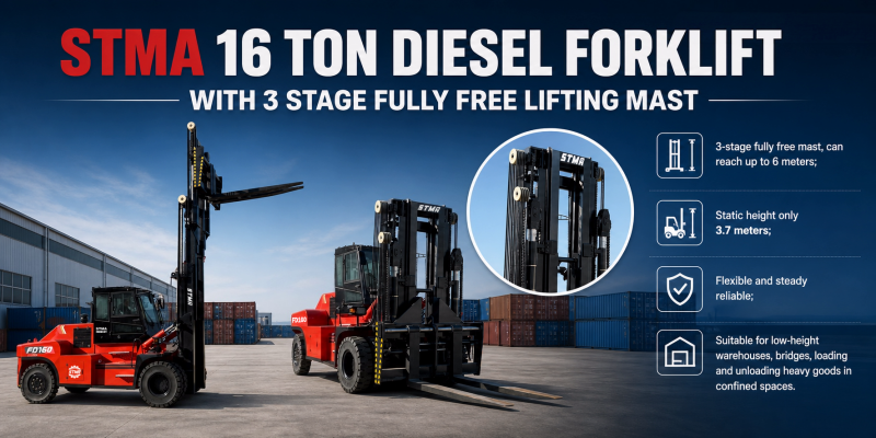 STMA 16Ton Forklift with Triplex Full Free Lift Mast